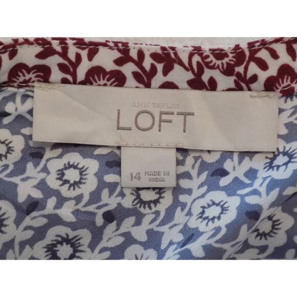 Ann Taylor floral print knee length dress bell sleeves size 14 - Picture 6 of 8